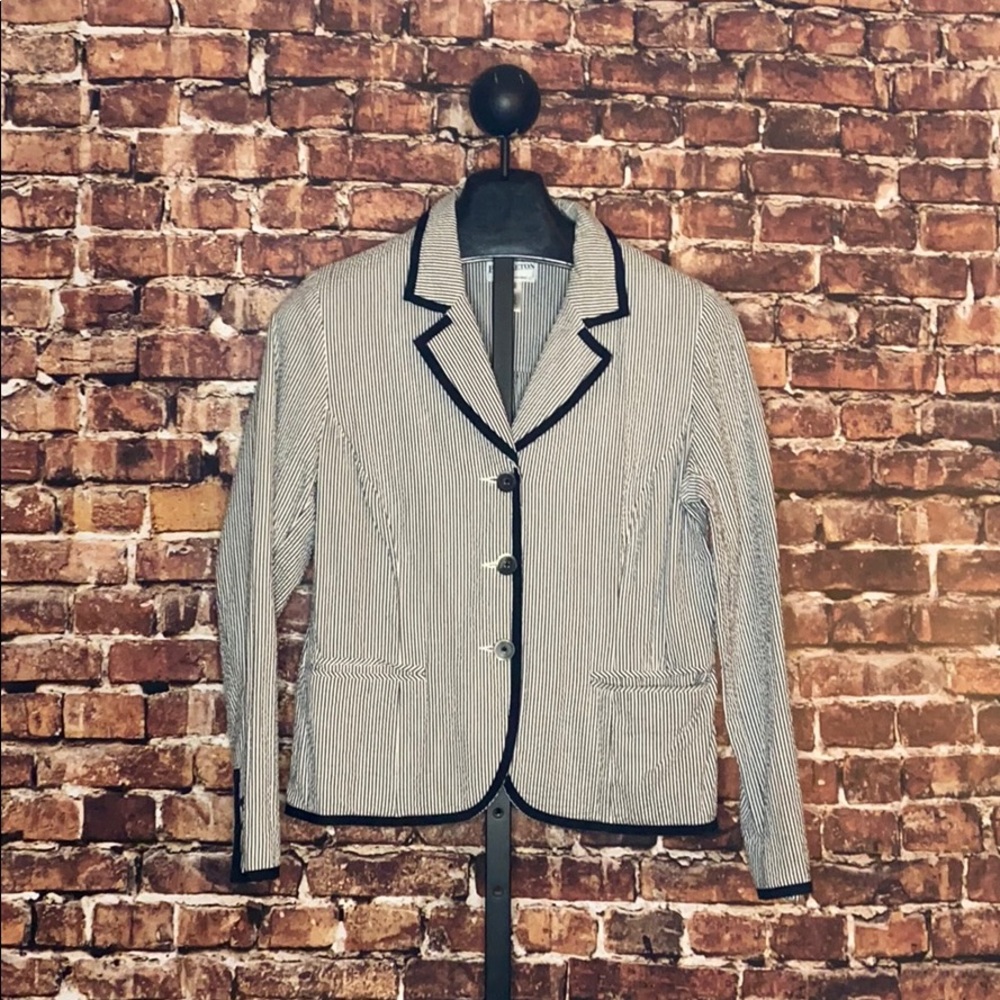 Pendleton- Gray And White Striped Jacket - image 1